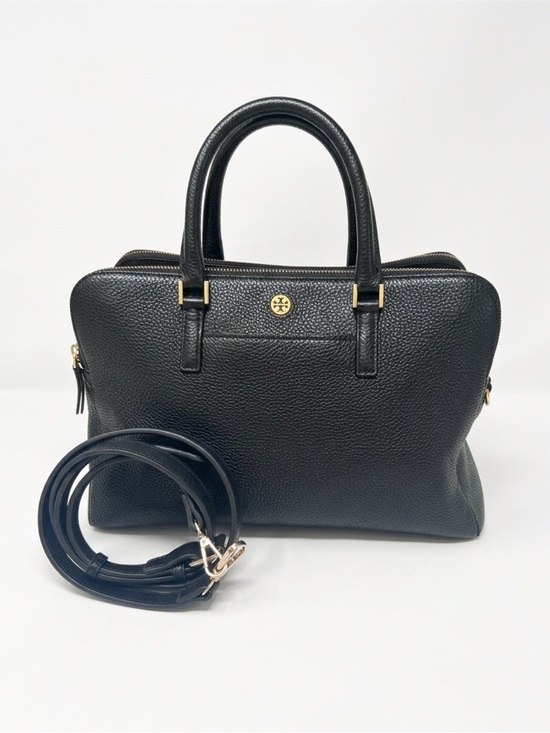 Tory Burch Handbags - TORY BURCH Black Georgia Triple Zip Satchel Crossbody Pebble Leather + Dust Bag
